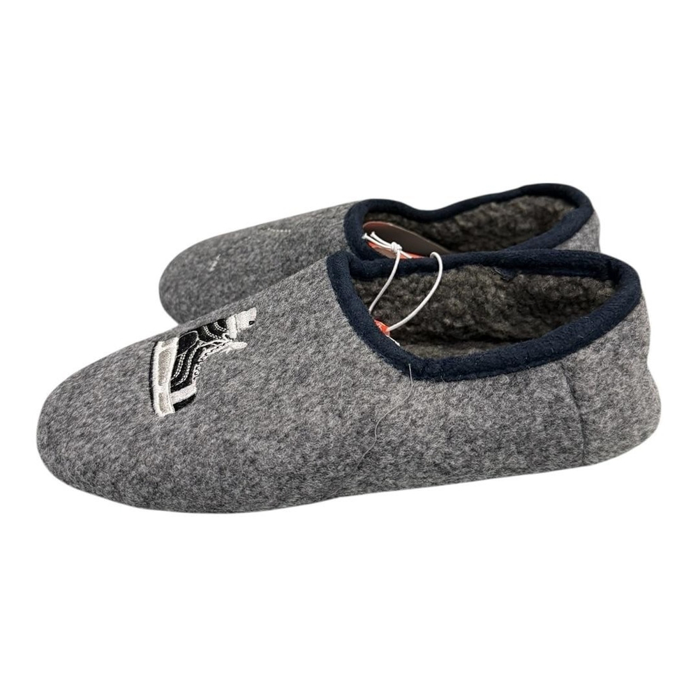 Joe Fresh Slippers Boys Size 5-6 Gray Hockey Lined Non Slip Indoor
